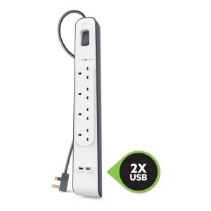 Image of Belkin BSV401AF2M 4 Socket Surge Protector Extension Cable - 2M
