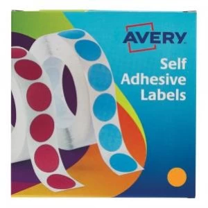 Image of Avery 19mm Self Adhesive Circular Label Dispenser Orange Pack of 1120