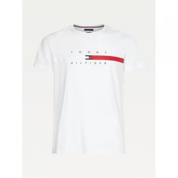 Image of Tommy Hilfiger Tommy Global Stripe T-Shirt Mens - White YBR