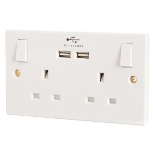 Image of Connect It Connect It Double Wall Socket with 2 USB Sockets