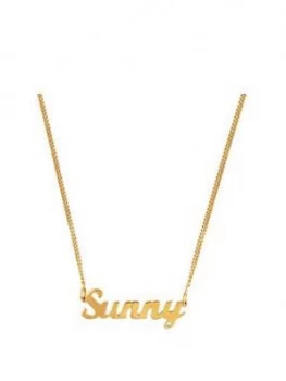 Image of The Love Silver Collection Gold Plated Sterling Silver Personalised Script Name Necklace On Adjustable Curb Chain