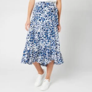 Image of Whistles Womens Brushed Leopard Wrap Skirt - Blue/Multi - UK 8 - Blue