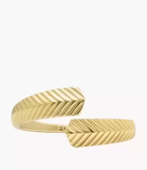 Image of Fossil Women Harlow Linear Texture Gold-Tone Stainless Steel Wrap Ring