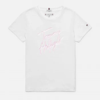 Image of Tommy Hilfiger Girls Script Print T-Shirt - White - 6 Years