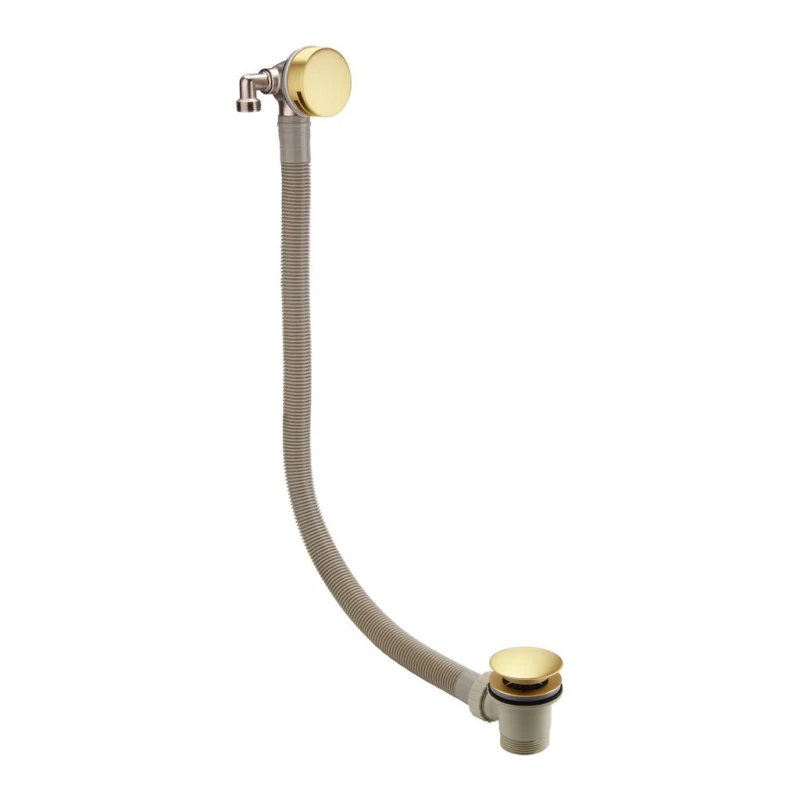 Image of Nes Home Brushed Brass Waterfall Bath Filler with Pop Up Waste & Overflow in Gold Gold Unisex
