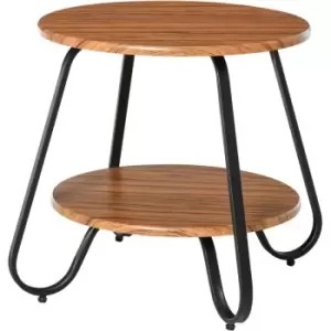 Image of Homcom - Retro Two-Tier Coffee Table w/ Curved Metal Frame Adjustable Home Stylish