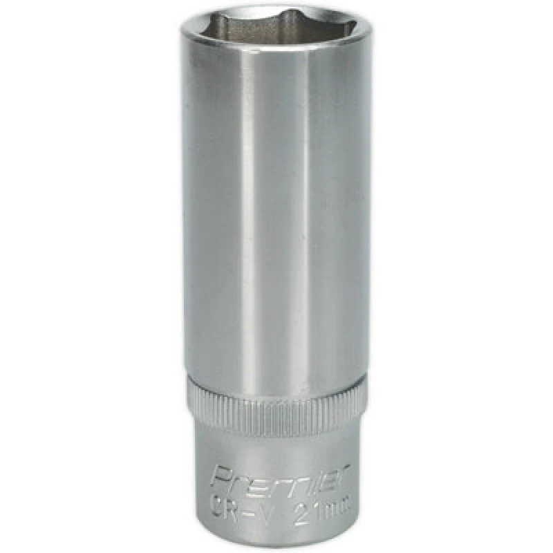 Image of Loops 21mm Steel Deep Drive Socket - 1/2" Square Drive - Chrome Vanadium Socket Metallics