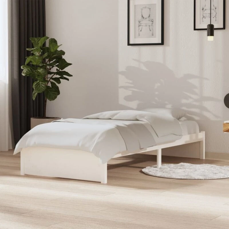 Image of VIDAXL Bed Frame without Mattress White Solid Wood 90x190cm Single Single Vidaxl 8720286998601