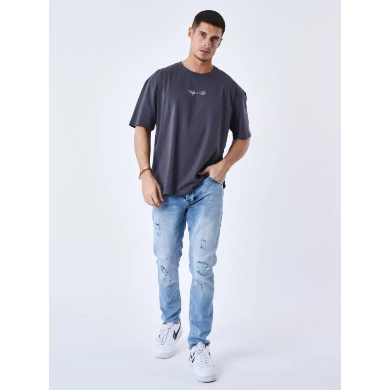 Image of Project X Paris Embroidered logo T-Shirt Project X Paris Gris Male XL T231014_DG2W