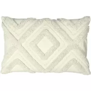Image of Furn Orson Geometric Tufted 100% Cotton Cushion Cover, Ecru, 30 x 50 Cm