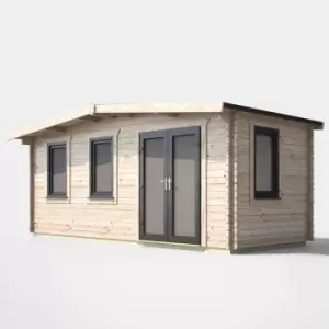 Image of Power 8' x 18' Chalet Log Cabin - Right Side Double Door