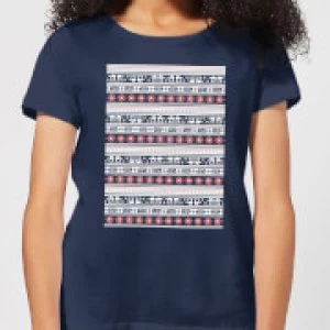 Image of Star Wars AT-AT Pattern Womens Christmas T-Shirt - Navy - M