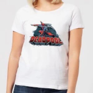Image of Marvel Deadpool Sword Logo Womens T-Shirt - White - M