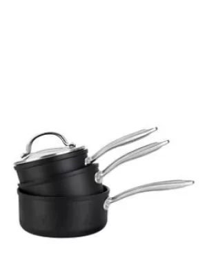 Image of Prestige Scratch Guard Aluminium Non-Stick Induction 3 Piece Saucepan Set With Lids