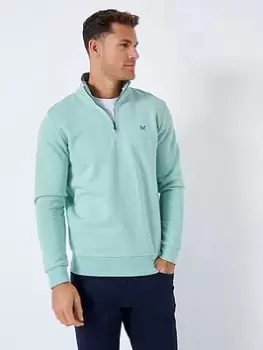 Image of Crew Clothing Crew Clothing Classic Half Zip Sweatshirt, Light Blue, Size L, Men