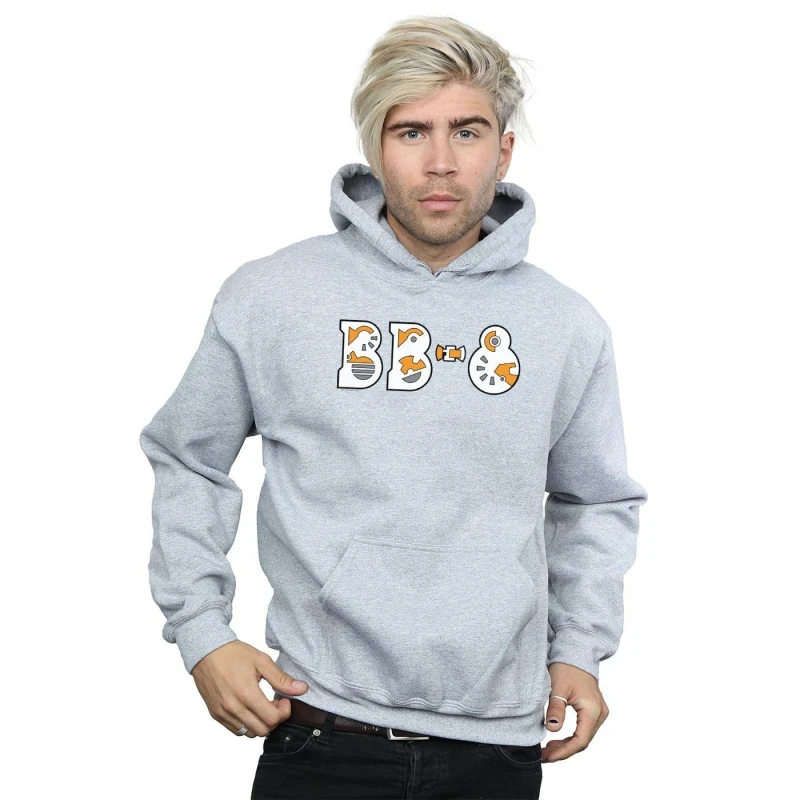 Image of Star Wars Star Wars Men The Rise Of Skywalker BB-8 Text Logo Hoodie in Grey Size: Small Grey S Male 5059400573015