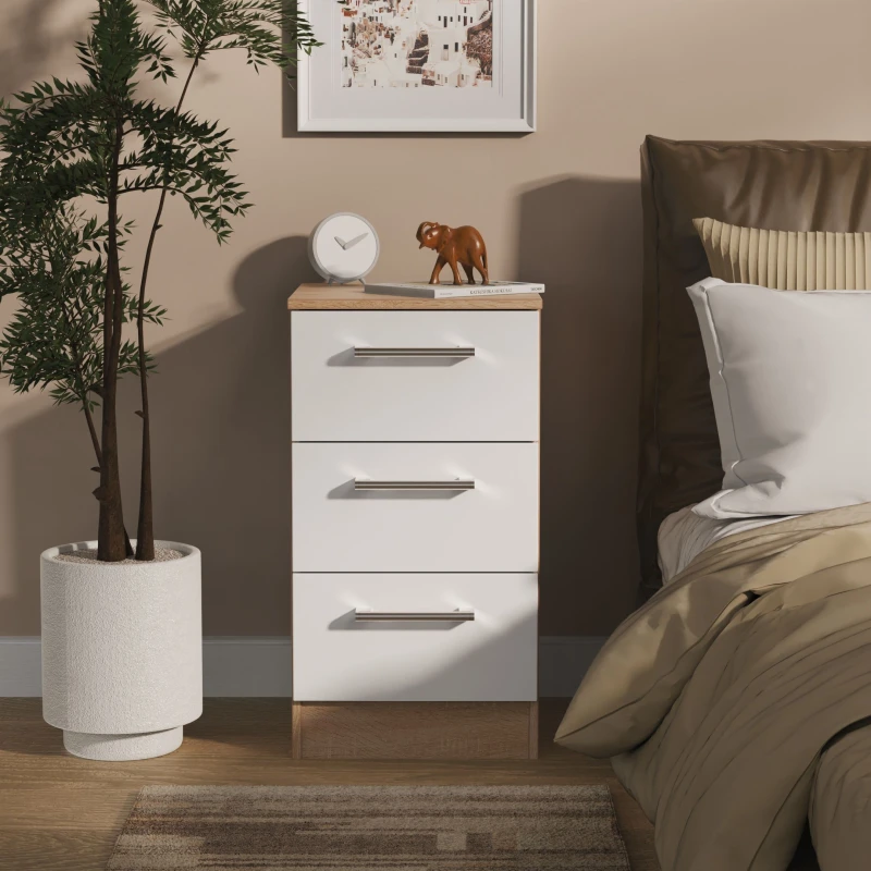 Image of Ready Assembled 2 U Cornwall 3 Drawer Bedside Cabinet (Ready Assembled) Size: Small Multicolor Unisex Small