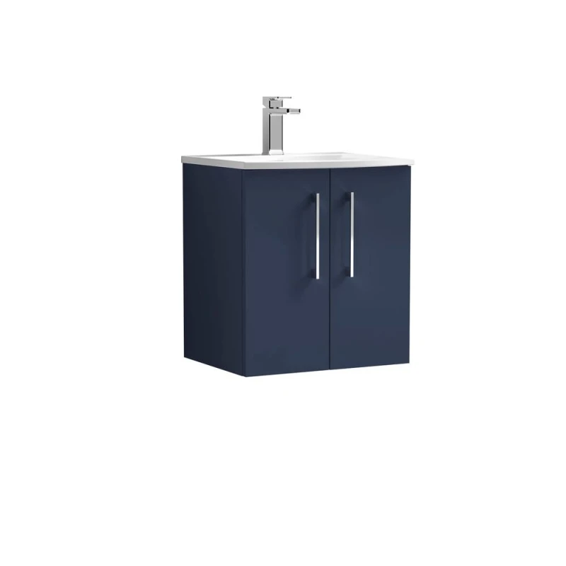 Image of Balterley Modern Bathroom Wall Hung 2-Door Vanity & Basin, Midnight Blue, 500mm in Blue Blue Unisex
