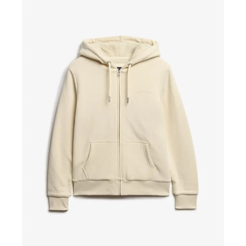 Image of Superdry Hooded sweatshirt with zip and lining in woolen skin For Her Superdry Beige Female L