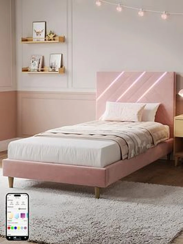 Image of X Rocker Xr Living Lily Single Bed Frame With LED Lights - Grey