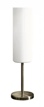 Image of Eglo Troy Satin Glass and Nickel Table Lamp - White.