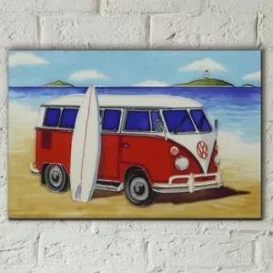 Image of Red Split Campervan 8 x 12 Tile