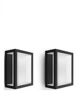 Image of Philips Hue Impress Wide White & Colour Ambiance LED Smart Outdoor Wall Light Double Pack