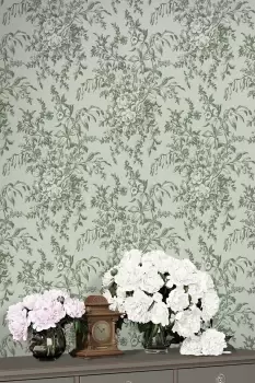 Image of Laura Ashley Picardie Wallpaper - Green