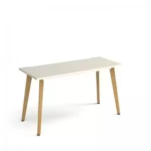 Image of Giza straight desk 1400mm x 600mm with wooden legs - oak finish and