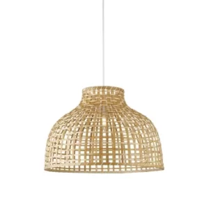 Image of Bali 1 Light Pendant, Bamboo Shade, Black Suspension
