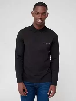 Image of Tommy Hilfiger Clean Jersey Regular Long Sleeve Polo Shirt - Black, Size L, Men