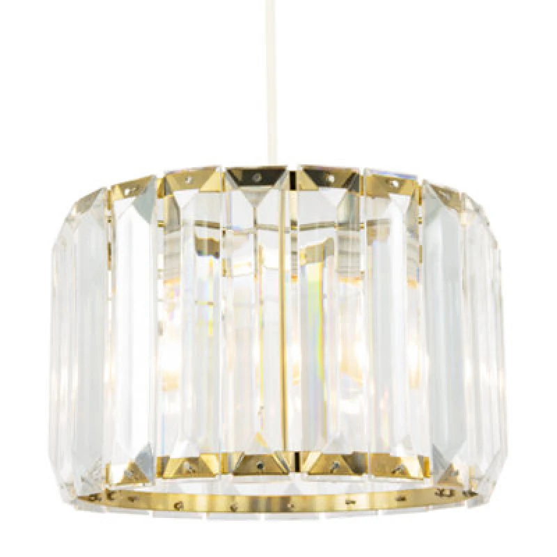 Image of Happy Homewares Contemporary Easy Fit Gold Pendant Shade With Clear Acrylic Rectangular Rods