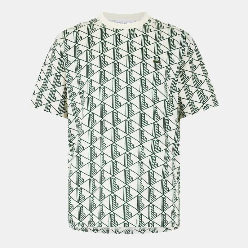 Image of Lacoste Mens All Over Print Mono T-Shirt Lapland/Green male XS