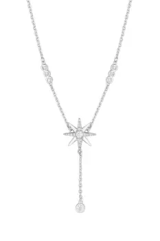 Image of Sterling Silver 925 Cubic Zirconia Celestial North Star Y Drop Necklace