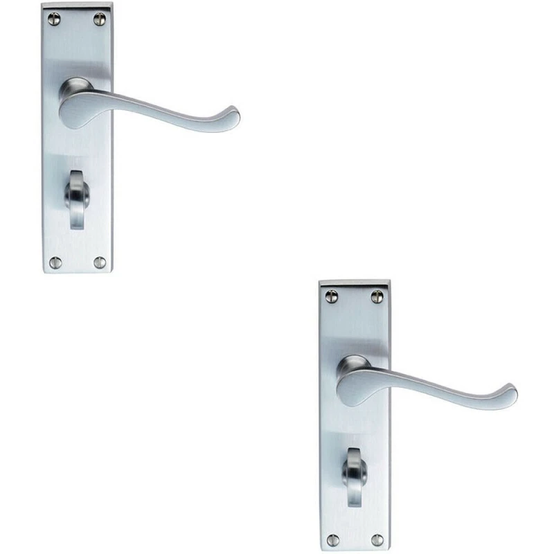 Image of Loops 2x PAIR Victorian Scroll Handle on Bathroom Backplate 155 x 41mm Satin Chrome Multi