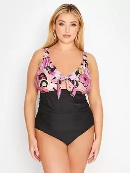 Image of Yours Retro Floral Bow Detail Swimsuit, Multi, Size 18, Women