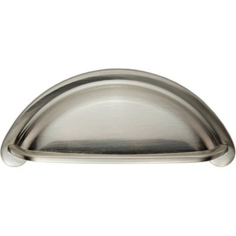 Image of Loops Cabinet Cup Pull Handle 94 x 41.5mm 76mm Fixing Centres Satin Nickel Metallics unisex