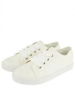 Image of Monsoon Mya Glitter Scallop Trainer - Ivory, Size 2 Older