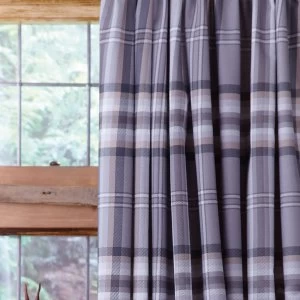 Image of Catherine Lansfield Kelco Check Pencil Pleat Curtains - Charcoal