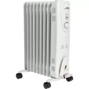 Image of Oil Radiator with Thermostat 2000w 9 Fin - White - Mylek