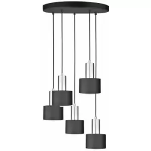 Image of Keter Luce Cluster Pendant Ceiling Light Black, Silver, 45cm, 5x E27
