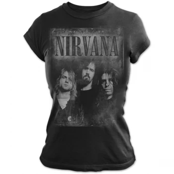 Image of Nirvana - Faded Faces Ladies Medium T-Shirt - Black