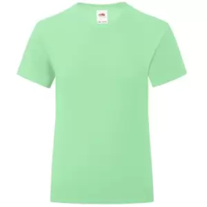 Image of Fruit Of The Loom Girls Iconic T-Shirt (7-8 Years) (Neo Mint)