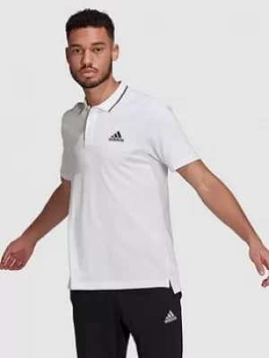 Image of adidas Tip Collar Bos Pique Polo, White/Black Size M Men