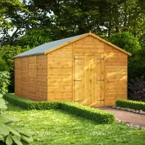 Image of Power Sheds 16 x 10ft Double Door Apex Shiplap Dip Treated Windowless Shed