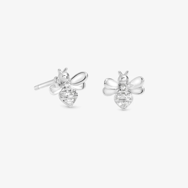 Image of Simply Silver Sterling Silver 925 Polished Bee Stud Earrings Silver female One Size
