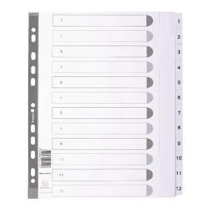 Image of Exacompta Guildhall Mylar Index 1-12 A4 Maxi White MWD1-12Z-EW