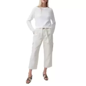 Image of French Connection Anesha Linen Belted V Neck Jumpsuit - White