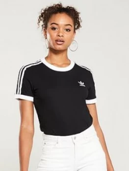Image of adidas Originals 3 Stripe Tee - Black, Size 10, Women