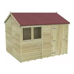 Image of 10' x 8' Forest Premium Tongue & Groove Pressure Treated Reverse Apex Shed (3.06m x 2.52m) - Natural Timber